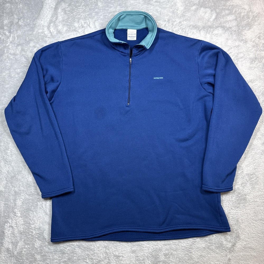 Vintage Patagonia Capilene Pullover Mens XL Blue Fleece 1/4 Zip Base Layer USA